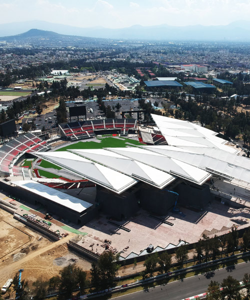 FGP atelier diseña estadio de béisbol en ciudad de méxico con marquesina en forma de cola de diablo