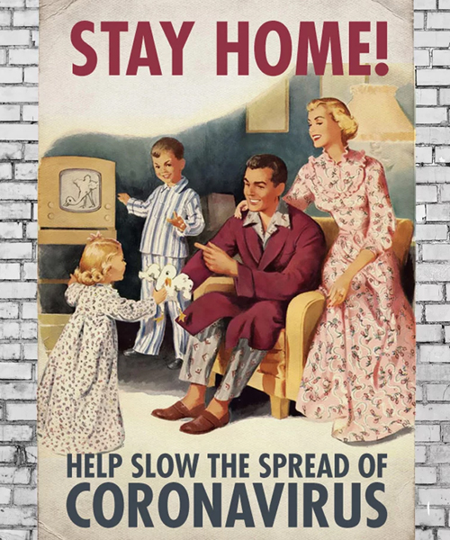 antiguos posters rediseñados para ayudar a difundir la seguridad frente al coronavirus