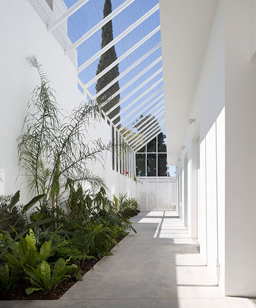 envolvente de costillas ligeras reviste el patio de una residencia en buenos aires por BHY arquitectos