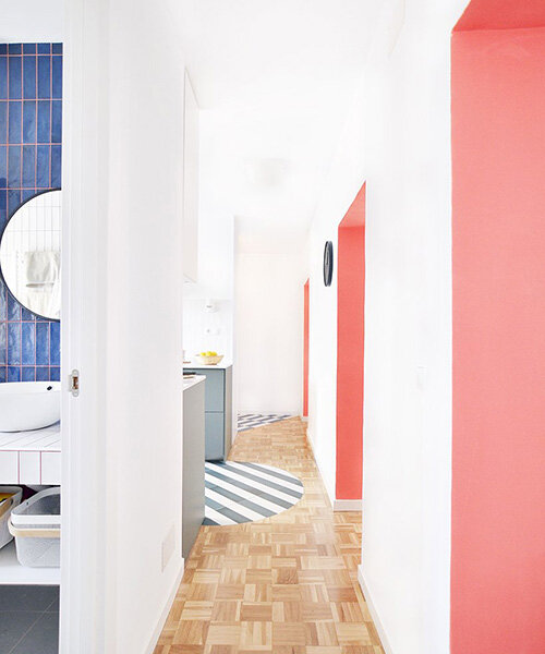 efectos ópticos + colores brillantes revisten apartamento con oficina en madrid por m²ft