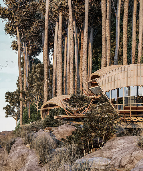 veliz arquitecto imagina cabaña-capullo en el borde de la montaña en cuba