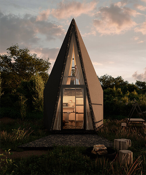 rojkind arquitectos ensambla cabañas piramidales prefabricadas de retiro en méxico
