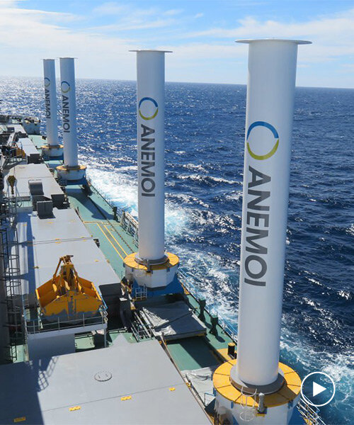 las velas de rotor mecánico de anemoi capturan la energía eólica para impulsar a los barcos hacia un futuro sostenible