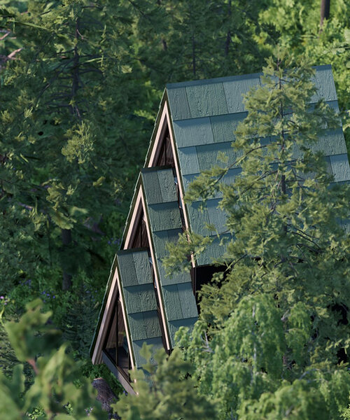 studio beltrame coloca la casa del árbol en forma de pino en lo alto del paisaje forestal de los alpes italianos
