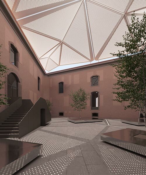 desplegándose como un origami, los techos cinéticos de carlo ratti restauran un edificio histórico en italia