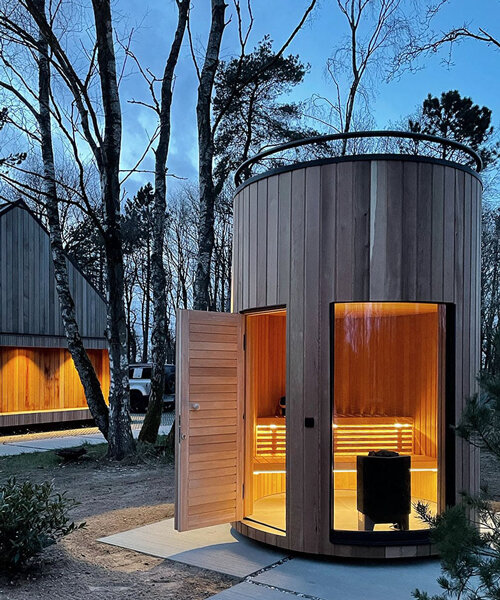 el sauna lumipod presenta una experiencia de bienestar de alta gama inmersa en el bosque danés
