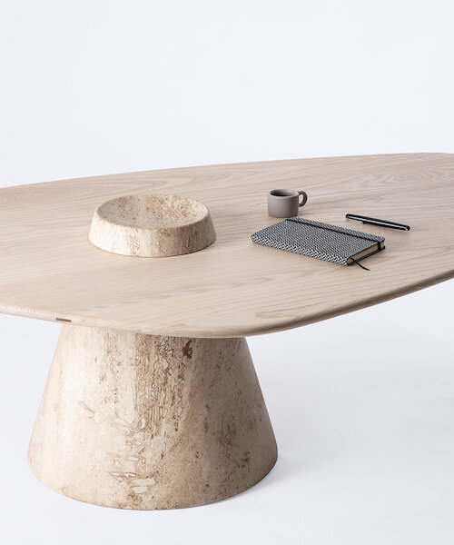 sebastián lara crea una mesa en cantilever inspirada en volcanes y escamas