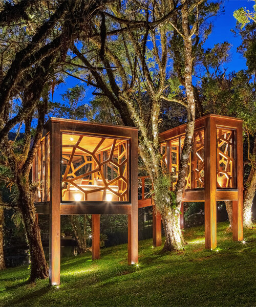 studio MEMM proyecta una casa del árbol de dos volúmenes en brasil con parasoles inspirados en el follaje