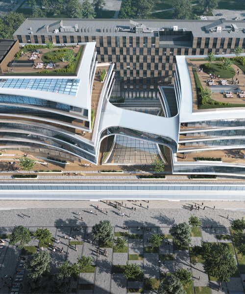 zaha hadid architects concibe un centro de negocios en lituania con planos en voladizo