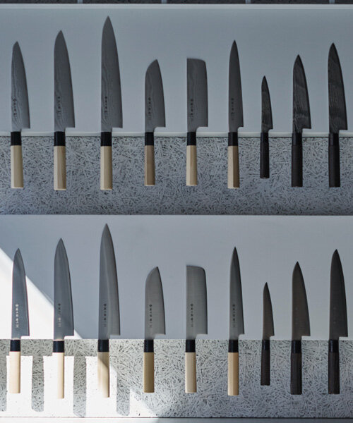 la galería de katata yoshihito exhibe cuchillos tojiro en tokio