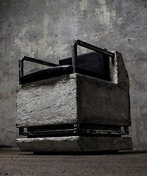'core chair' de studio ffang, un sillón de concreto que encierra la esencia del brutalismo
