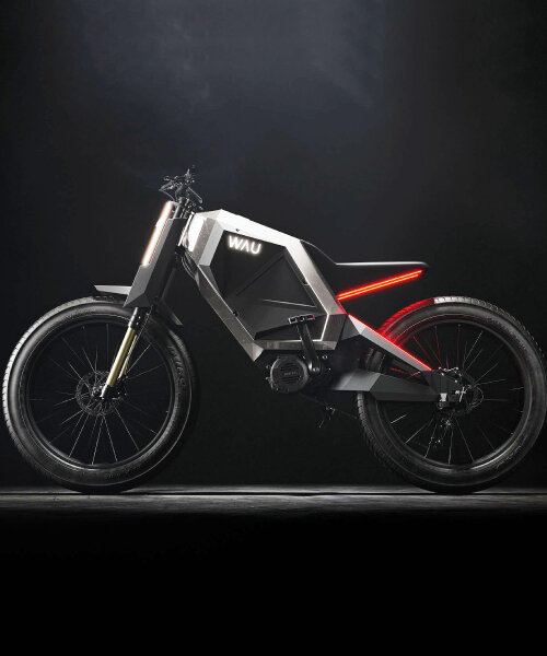 la bici eléctrica WAU cyberpunk para campo y urbana tiene un cuadro hexagonal de aluminio y luces neón