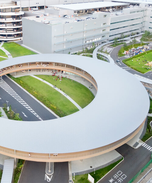 el centro de logística GLP ALFALINK inaugura un edificio escultórico en forma de anillo para uso público en japón