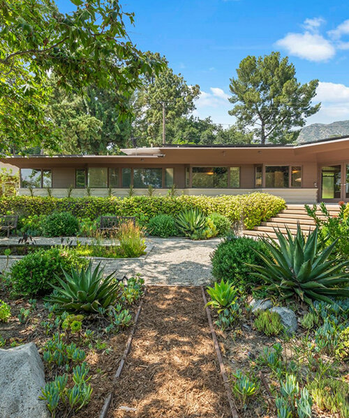la casa de estilo usoniano de wright en california adopta ángulos oblicuos y un abundante acristalamiento
