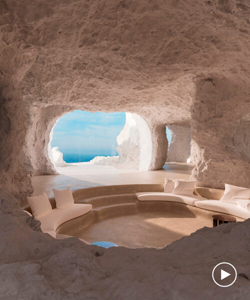 una cavernosa casa virtual cincela el paisaje orgánico de milos, en grecia
