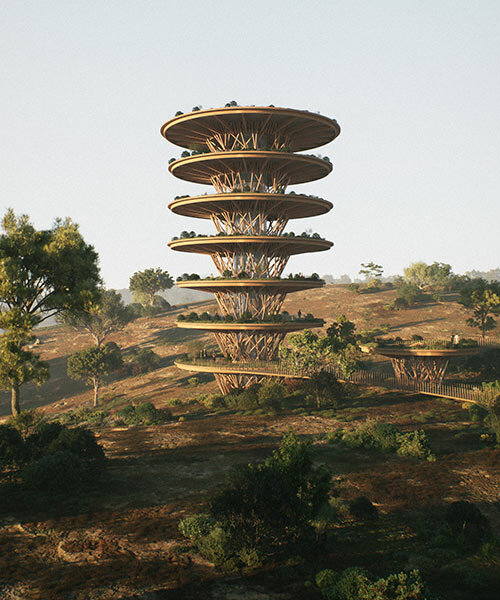 una torre de observación de madera de victor ortiz se elevará sobre las llanuras masai mara de áfrica