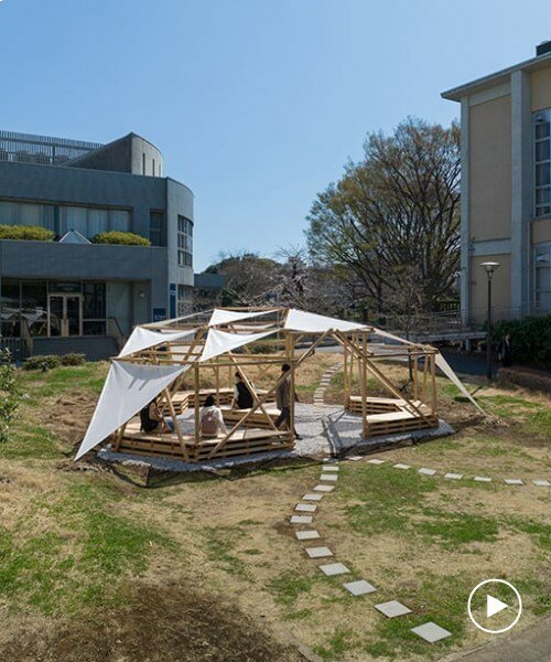 estudiantes universitarios crean un nuevo espacio de reunión en el pabellón de madera hiyoshi
