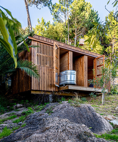 madeiguincho enmarca vistas panorámicas del exuberante paisaje portugués con un sauna de madera