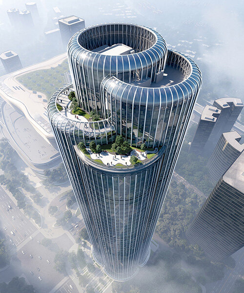 Aedas planifica una torre con líneas fluidas y techos ajardinados en Shenzhen