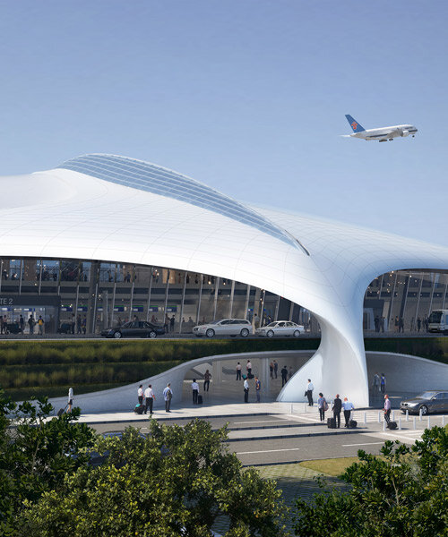 MAD architects diseña el escultural aeropuerto de lishui como un 'pájaro en un jardín'